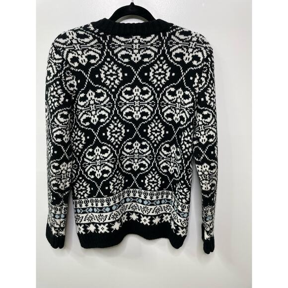 Vintage National Fair Isle Sweater Button Front Cardigan Black White Womens Sz S - Picture 6 of 9